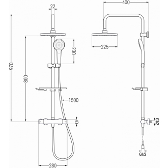 Mexen KT05 sprchový set termostatickou batériou, zlato/biela - 771500593-50