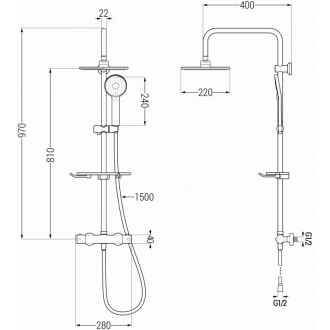 Mexen KT40 sprchový set termostatickou batériou, čierna - 771504093-70