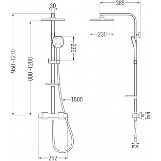 Mexen CQ33 sprchový set termostatickou batériou, biela/chróm - 772503395-21