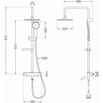 Mexen KX40 Vaňový/sprchový set s termostatickou batériou, grafit - 779004091-66