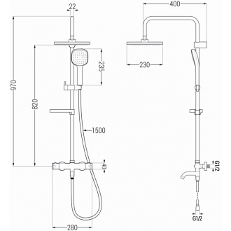 Mexen KX33 Vaňový/sprchový set s termostatickou batériou, čierna - 779003391-70