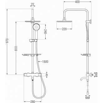 Mexen KT40 Vaňový/sprchový set s termostatickou batériou, zlatá - 779004093-50