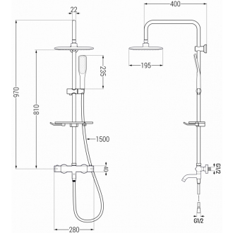 Mexen KT67 Vaňový/sprchový set s termostatickou batériou, čierna - 779006793-70