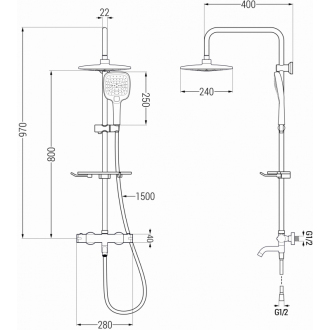 Mexen KT33 Vaňový/sprchový set s termostatickou batériou, čierna - 779003393-70