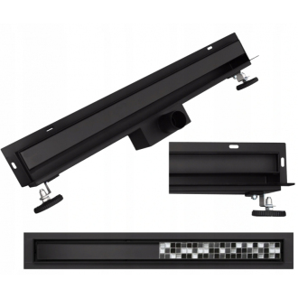 Mexen FLAT WALL 70 cm - 2v1 lineárny žľab k stene, čierna 1730070