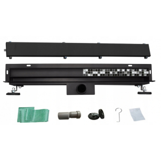 Mexen FLAT WALL 70 cm - 2v1 lineárny žľab k stene, čierna 1730070