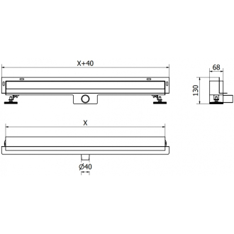Mexen FLAT WALL 70 cm - 2v1 lineárny žľab k stene, čierna 1730070