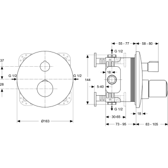 Ideal Standard MELANGE A 4721 AA sprchová batéria termostatická podomietková - horný diel