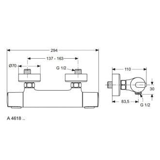 Ideal Standard CERATHERM 100 A 4618 AA termostatická sprchová batéria, chróm