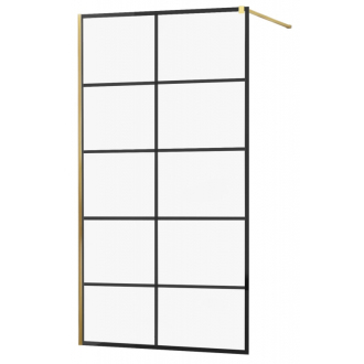 Sprchová stena Mexen Kyoto 90 x 200 cm, transparentný/čierny vzor 8 mm, zlatá - 800-090-101-50-77