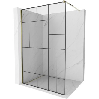 Sprchová stena Mexen Kyoto 90 x 200 cm, transparentný/čierny vzor 8 mm, zlatá - 800-090-101-50-78