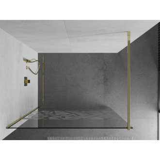 Sprchová stena Mexen Kyoto 80 x 200 cm, transparentný/biely vzor 8 mm, zlatá - 800-080-101-50-85