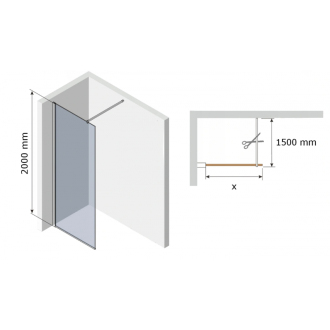 Mexen Kyoto sprchová stena 70 x 200 cm, 8 mm zrkadlo, čierna - 800-070-101-70-50