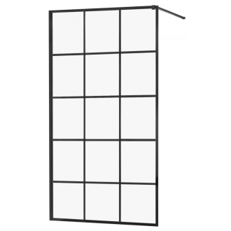 Sprchová stena Mexen Kyoto 100 x 200 cm, transparentný/čierny vzor 8 mm, čierna - 800-100-101-70-77