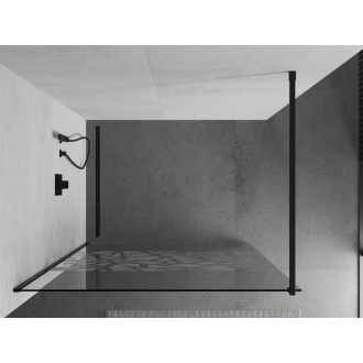 Sprchová stena Mexen Kyoto 120 x 200 cm, transparentný/biely vzor 8 mm, čierna - 800-120-101-70-85