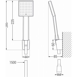 Mexen Uno R45 vaňová batéria so sprchovacím setom, chróm - 7143R45-00
