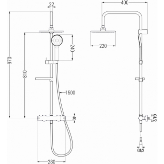Mexen KX40 sprchový set termostatickou batériou, ružové zlato - 771504091-60
