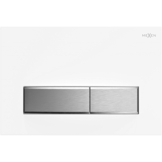Mexen FENIX 09 Splachovacie tlačidlo, matná biela/brúsená oceľ 600929