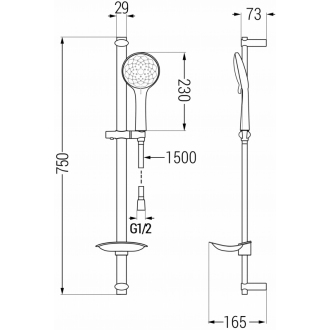 Vaňová súprava Mexen Sabre DB74, čierna - 72103DB74-70