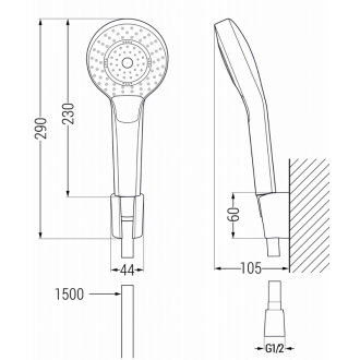 Vaňová súprava Mexen Sabre R05, čierna - 72103R05-70