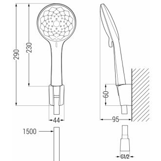 Vaňová súprava Mexen Sabre R74, chróm - 72103R74-00