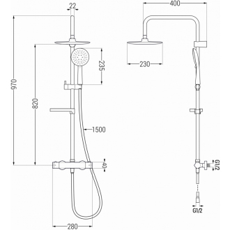 Mexen KX33 sprchový set s dažďovou sprchou, chróm - 771503391-00