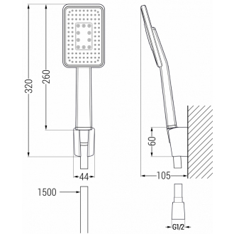Súprava bodových spŕch Mexen R-54, čierna/chróm - 785545052-71