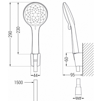 Bodová sprchová súprava Mexen R-74, chróm - 785745052-00
