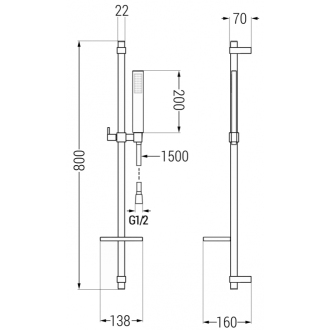 Mexen DQ00 Posuvný sprchový set, chróm - 785004581-00