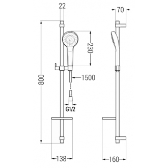 Mexen DQ05 Posuvný sprchový set, chróm - 785054581-00