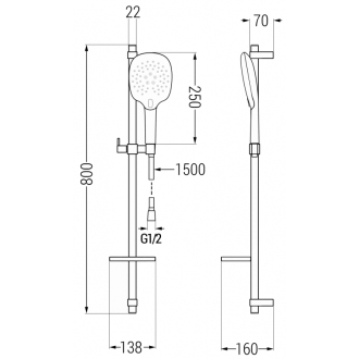 Mexen DQ22 Posuvný sprchový set, chróm - 785224581-00