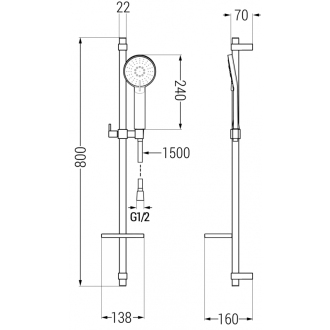 Mexen DQ40 Posuvný sprchový set, grafit - 785404581-66