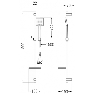 Mexen DQ45 Posuvný sprchový set, chróm - 785454581-00