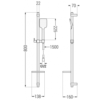 Mexen DQ62 Posuvný sprchový set, chróm - 785624581-00