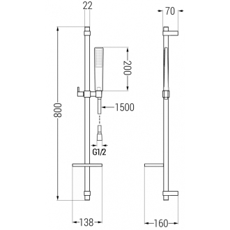 Mexen DQ72 Posuvný sprchový set, chróm - 785724581-00