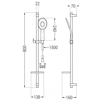 Mexen DQ73 Posuvný sprchový set, čierny - 785734581-70