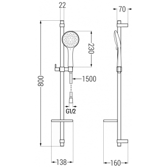 Mexen DQ74 Posuvný sprchový set, čierny - 785744581-70