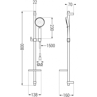 Mexen DQ75 Posuvný sprchový set, chróm - 785754581-00