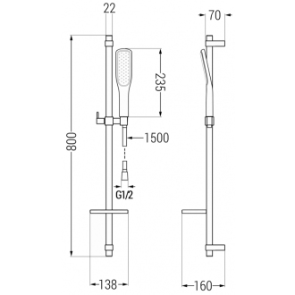Mexen DQ49 Posuvný sprchový set, biela - 785494581-25