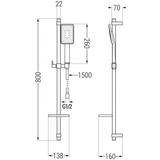 Mexen DQ54 Posuvný sprchový set, čierny - 785544581-71