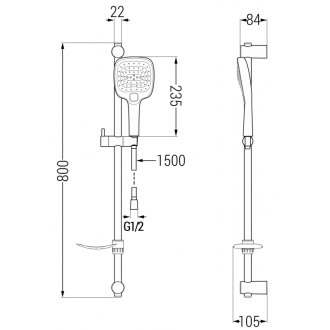 Mexen DF17 Posuvný sprchový set, chróm - 785174582-00