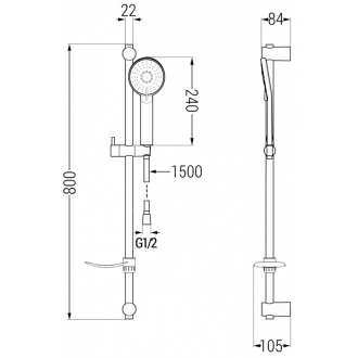 Mexen DF40 Posuvný sprchový set, grafit - 785404582-66
