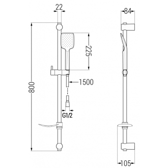 Mexen DF62 Posuvný sprchový set, chróm - 785624582-00