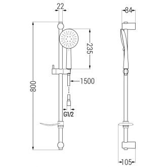 Mexen DF67 Posuvný sprchový set, chróm - 785674582-00