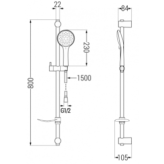 Mexen DF74 Posuvný sprchový set, chróm - 785744582-00