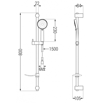 Mexen DF75 Posuvný sprchový set, chróm - 785754582-02
