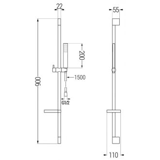 Mexen DS00 Posuvný sprchový set, chróm - 785004583-00
