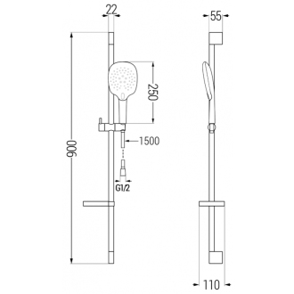 Mexen DS22 Posuvný sprchový set, chróm - 785224583-00