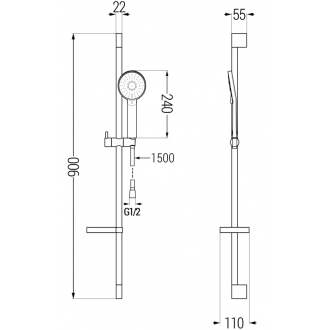 Mexen DS40 Posuvný sprchový set, chróm - 785404583-00