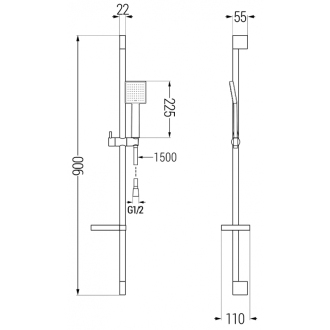 Mexen DS45 Posuvný sprchový set, čierny - 785454583-70